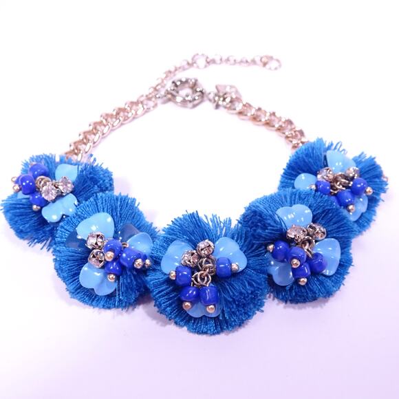 Banana Republic Women's Blue Summer Fridays Fringe Petal Bracelet NWT 45 - Picture 2 of 5